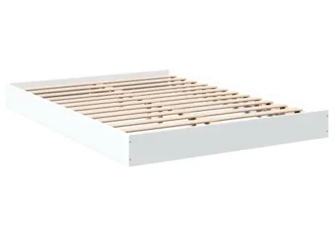 Cadru de pat, alb, 140x200 cm, lemn prelucrat - 3/5