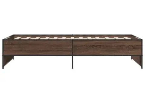 Cadru de pat, stejar maro, 90x200 cm, lemn prelucrat și metal - 5/5