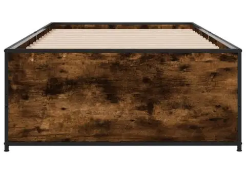 Cadru de pat, stejar fumuriu, 75x190cm, lemn prelucrat și metal - 4/5