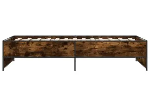 Cadru de pat, stejar fumuriu, 75x190cm, lemn prelucrat și metal - 5/5