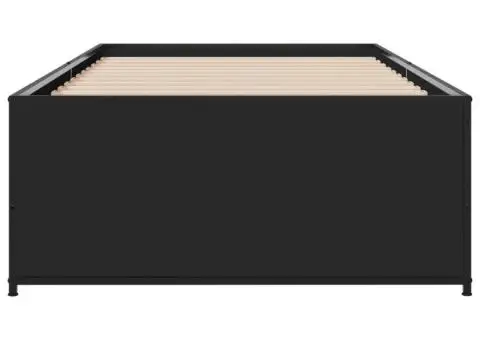 Cadru de pat, negru, 75x190 cm, lemn prelucrat și metal - 4/5