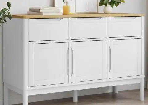 Dulap FLORO, alb, 114x43x74 cm, lemn masiv de pin - 1/5