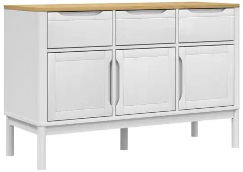 Dulap FLORO, alb, 114x43x74 cm, lemn masiv de pin - 2/5