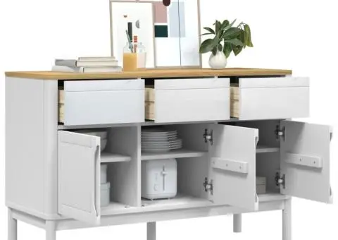 Dulap FLORO, alb, 114x43x74 cm, lemn masiv de pin - 4/5