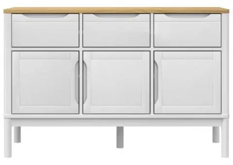 Dulap FLORO, alb, 114x43x74 cm, lemn masiv de pin - 5/5