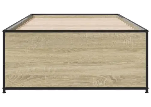 Cadru de pat, stejar sonoma, 90x190 cm, lemn prelucrat și metal - 4/5
