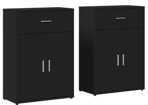 Dulapuri, 2 buc., negru, 60x30x84 cm, lemn prelucrat - 2/5