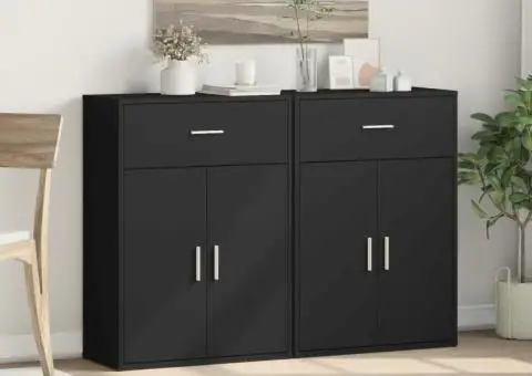 Dulapuri, 2 buc., negru, 60x30x84 cm, lemn prelucrat - 3/5