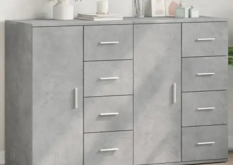 Dulapuri, 2 buc., gri beton, 59x39x80 cm, lemn compozit - 1/5