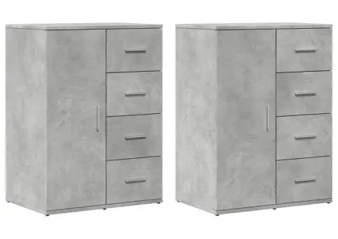 Dulapuri, 2 buc., gri beton, 59x39x80 cm, lemn compozit - 2/5