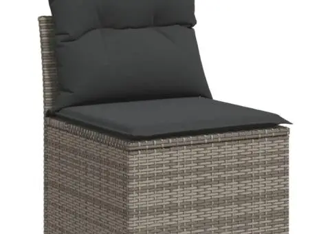 Set mobilier de grădină cu perne, 14 piese, gri, poliratan - 3/5