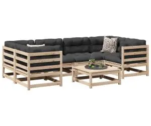 vidaXL Set canapele grădină cu perne, 7 piese, lemn masiv de pin