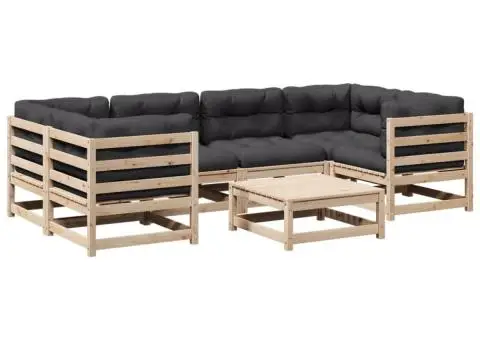 Set canapele grădină cu perne, 7 piese, lemn masiv de pin - 2/5