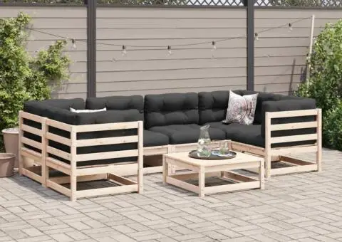 Set canapele grădină cu perne, 7 piese, lemn masiv de pin - 3/5