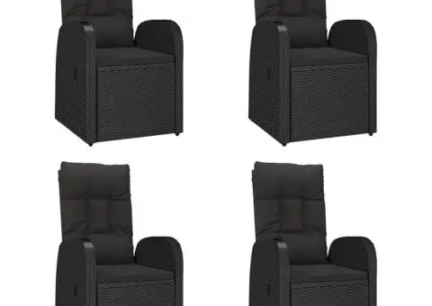 Set mobilier de grădină cu perne, 5 piese, negru, poliratan - 4/5