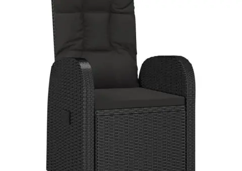 Set mobilier de grădină cu perne, 5 piese, negru, poliratan - 5/5