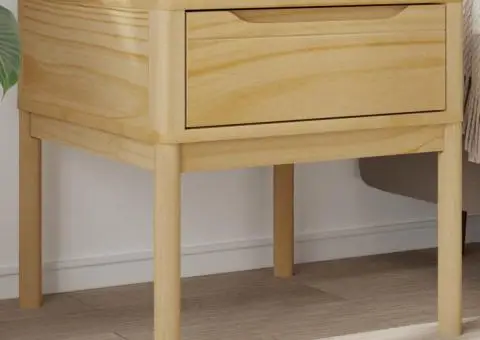 Măsuță de veioză FLORO maro ceară 55x55x54 cm lemn masiv pin - 1/5