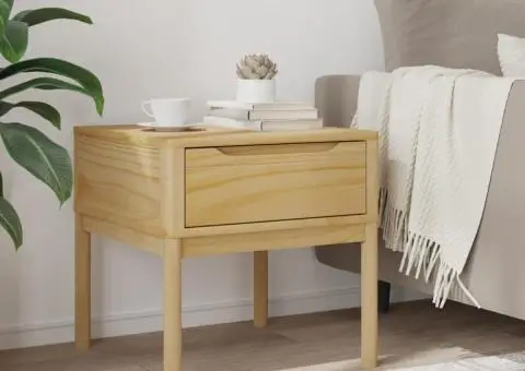 Măsuță de veioză FLORO maro ceară 55x55x54 cm lemn masiv pin - 3/5