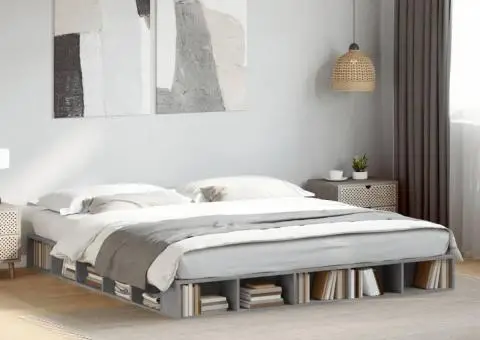 Cadru de pat, gri beton, 180x200 cm, lemn prelucrat - 1/5