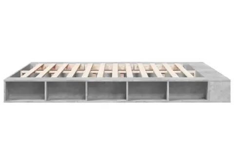 Cadru de pat, gri beton, 180x200 cm, lemn prelucrat - 5/5