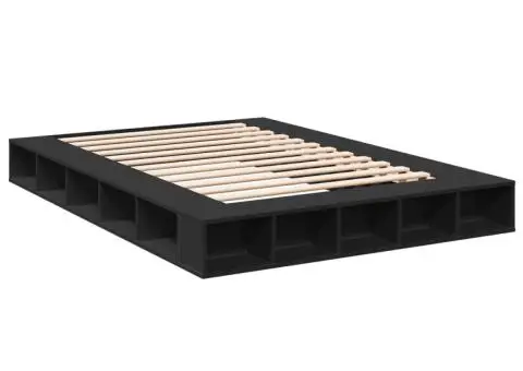 Cadru de pat, negru, 160x200 cm, lemn prelucrat - 3/5