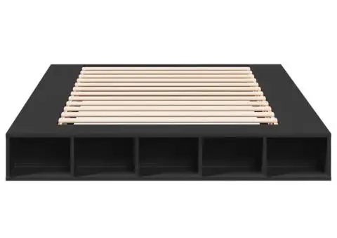Cadru de pat, negru, 160x200 cm, lemn prelucrat - 4/5