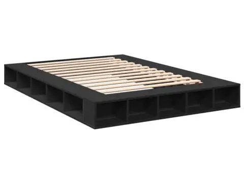 Cadru de pat, negru, 140x200 cm, lemn prelucrat - 3/5