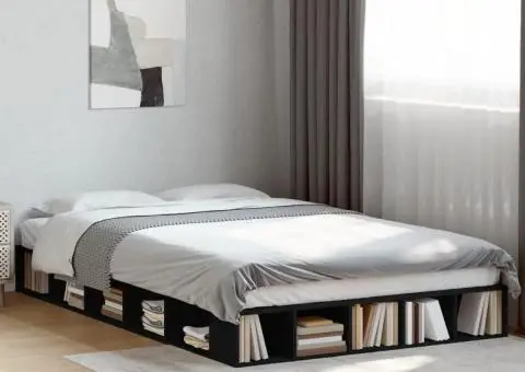 Cadru de pat, negru, 120x200 cm, lemn prelucrat - 1/5