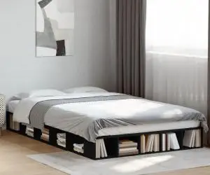 vidaXL Cadru de pat, negru, 120x200 cm, lemn prelucrat
