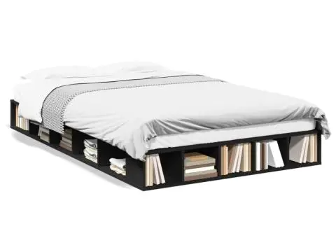 Cadru de pat, negru, 120x200 cm, lemn prelucrat - 2/5