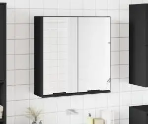 vidaXL Dulap baie cu oglindă negru 64x20x67 cm lemn compozit