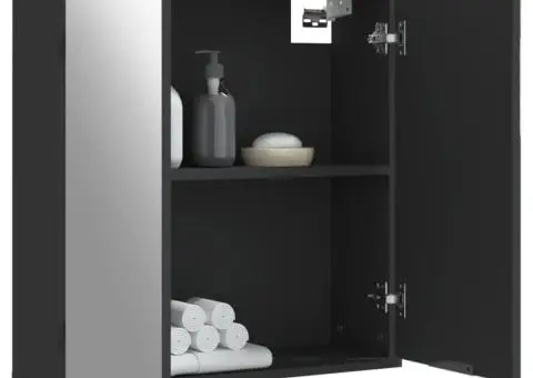 Dulap baie cu oglindă negru 64x20x67 cm lemn compozit - 5/5