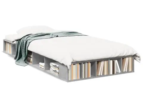 Cadru de pat, gri beton, 90x190 cm, lemn prelucrat - 2/5