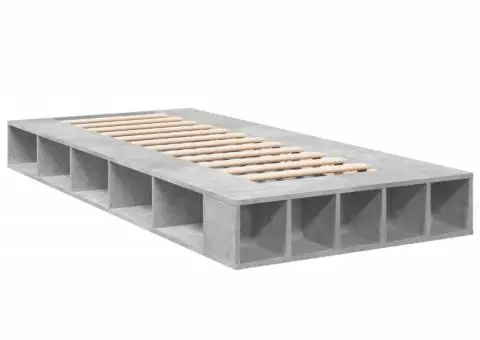 Cadru de pat, gri beton, 90x190 cm, lemn prelucrat - 3/5