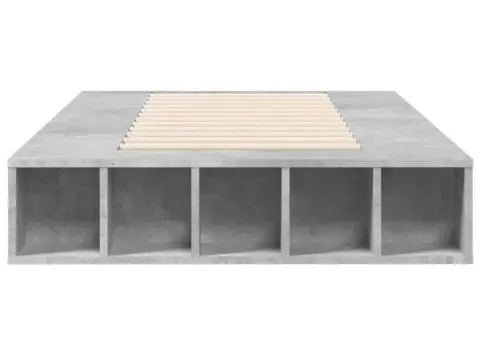 Cadru de pat, gri beton, 90x190 cm, lemn prelucrat - 4/5