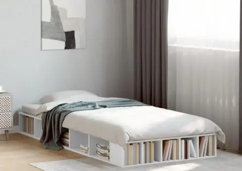 Cadru de pat, alb, 75x190 cm, lemn prelucrat - 1/5