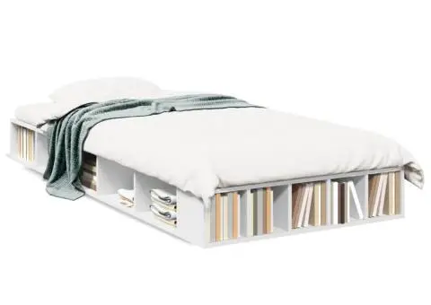 Cadru de pat, alb, 75x190 cm, lemn prelucrat - 2/5