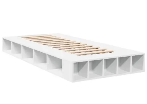 Cadru de pat, alb, 75x190 cm, lemn prelucrat - 3/5