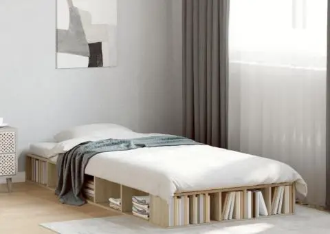 Cadru de pat, stejar sonoma, 75x190 cm, lemn prelucrat - 1/5