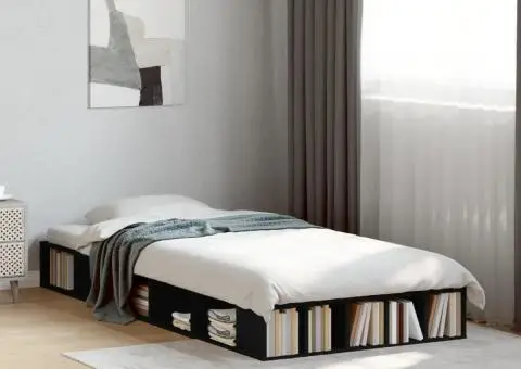 Cadru de pat, negru, 90x190 cm, lemn prelucrat - 1/5