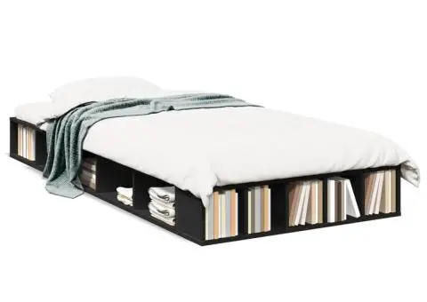 Cadru de pat, negru, 90x190 cm, lemn prelucrat - 2/5