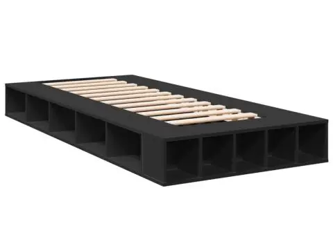 Cadru de pat, negru, 90x190 cm, lemn prelucrat - 3/5