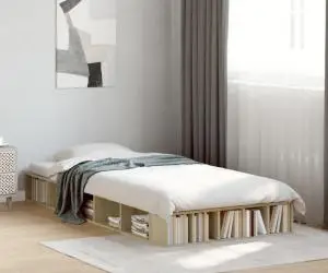 vidaXL Cadru de pat, stejar sonoma, 90x200 cm, lemn prelucrat