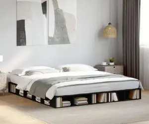 vidaXL Cadru de pat, negru, 200x200 cm, lemn prelucrat
