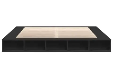 Cadru de pat, negru, 200x200 cm, lemn prelucrat - 4/5