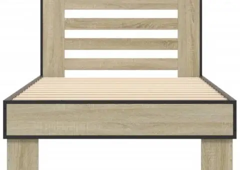 Cadru de pat, stejar sonoma, 75x190 cm, lemn prelucrat și metal - 4/5