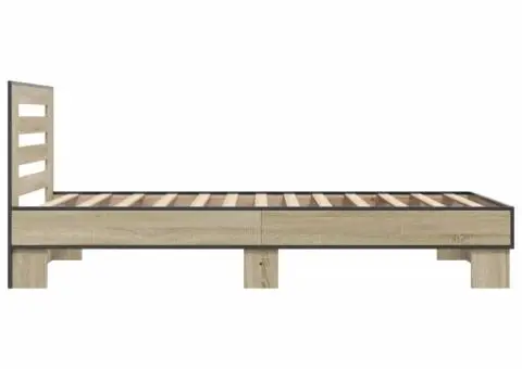 Cadru de pat, stejar sonoma, 75x190 cm, lemn prelucrat și metal - 5/5