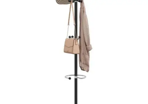 Cuier cu suport umbrelă, negru 180 cm fier vopsit electrostatic - 1/5