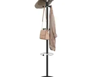 vidaXL Cuier cu suport umbrelă, negru 180 cm fier vopsit electrostatic