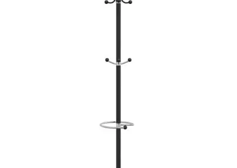 Cuier cu suport umbrelă, negru 180 cm fier vopsit electrostatic - 5/5